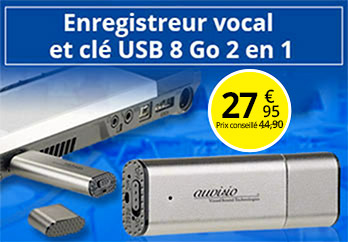Enregistreur vocal et clé USB 8 Go 2 en 1 - PX2296