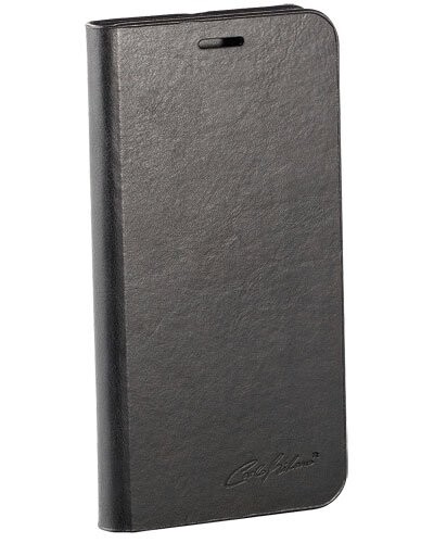 Étui folio en cuir véritable avec range-cartes pour Galaxy S6 - Noir
