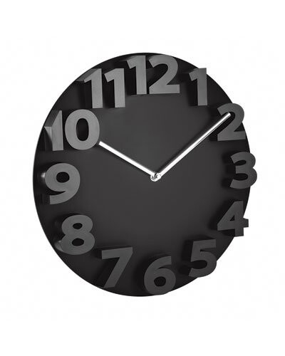 Horloge murale chiffres en relief noir