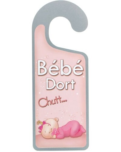 Plaque de porte ''Bébé Dort'' - rose