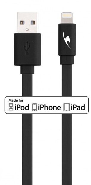 Câble plat USB / Lightning 1 m BlueStork - Noir