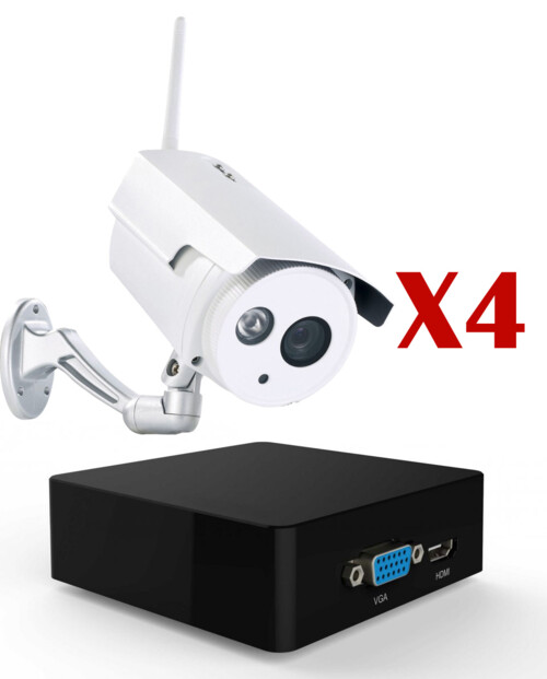 pack mini enregistreur hd 7links avec 4 cameras de surveillance wifi pour exterieur visortech