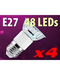 4 Ampoules 48 LED SMD E27 blanc chaud