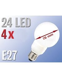 4 Ampoules globe 24 LED SMD E27 blanc chaud