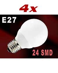 4 Ampoules globe 24 LED SMD E27 blanc froid