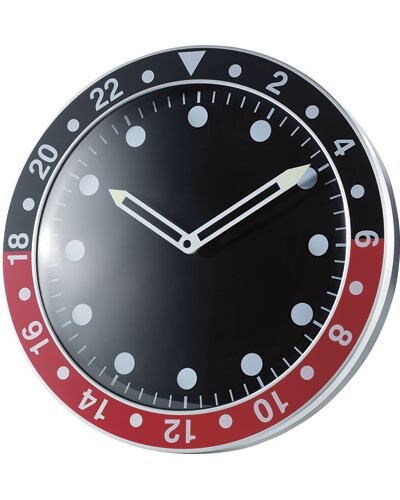 Horloge murale 12 heures design rouge et noire