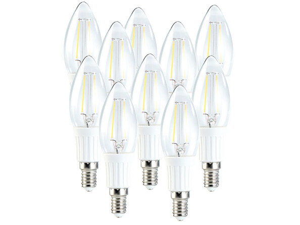 10 ampoules LED SMD Blanc Chaud, style bougie à filament