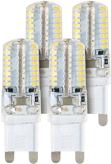 Lot de 4 mini ampoules LED G9 avec dôme silicone - 3 W - Blanc chaud