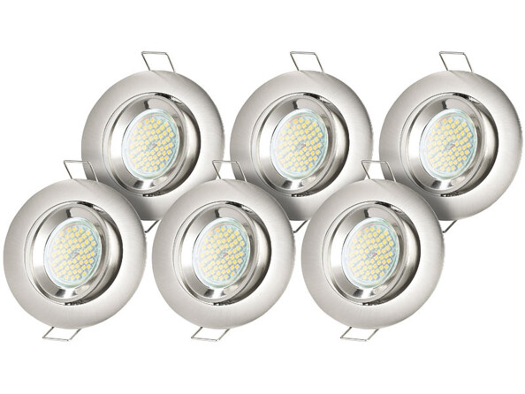 6 ensembles de spots 39 LED SMD GU10  avec supports ronds pivotants alu