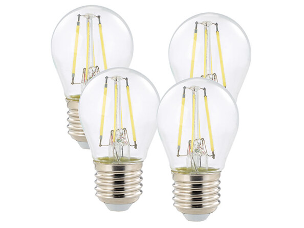 4 ampoules LED à filament - culot E27 - forme Goutte - Blanc