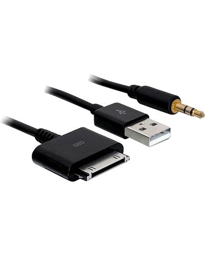 Câble Noir Dock vers USB et jack pour iPhone & iPod - 1m