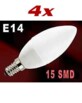 4 Ampoules bougie 15 LED SMD E14 blanc chaud