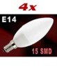 4 Ampoules bougie 15 LED SMD E14 blanc froid