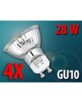 4 Ampoules halogènes réflecteur Gu10 28 W