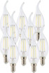 10 ampoules LED à filament - culot E14 - forme Flamme - Blanc