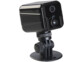 Mini caméra noire 7Links sur son support noir à coller ou à visser pour fixer la caméra sur une surface