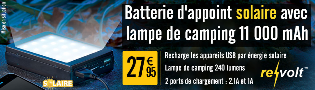 PX1927 Batterie d'appoint solaire avec lampe de camping 11 000 mAh