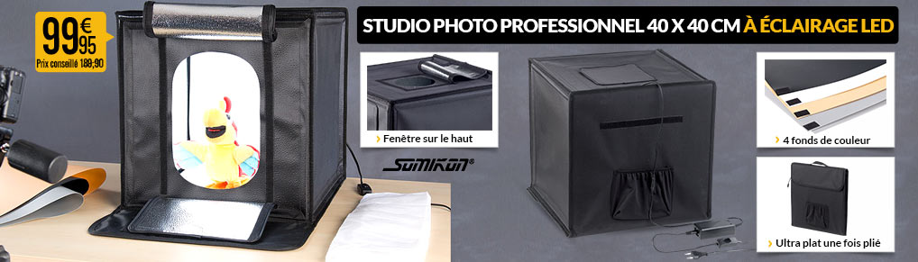 Studio photo professionnel 40 x 40 cm à éclairage LED 40 W / 2400 lm - PX2324