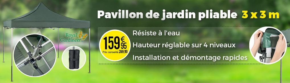Pavillon de jardin pliable Falon, 3 x 3 m, coloris vert - Royal gardineer - NX3163