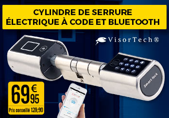 Cylindre de serrure électrique à code et bluetooth TSZ-300 - VisorTech - NX4385