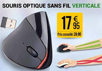 PX4978 Souris optique USB verticale et ergonomique 1600 dpi 5 boutons - Sans fil