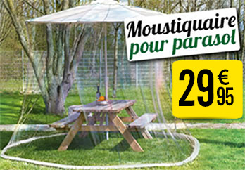 NC2395 Moustiquaire cylindrique pour parasol en maille 220 - 330 x 250 cm