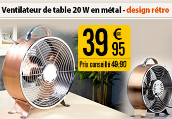 Ventilateur de table 20 W en métal - design rétro - NX3285