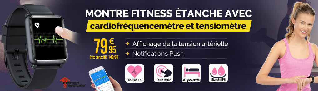 Montre fitness étanche avec mesure de la fréquence cardiaque et de la tension - NX4589