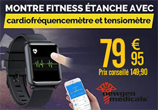 Montre fitness étanche avec mesure de la fréquence cardiaque et de la tension - NX4589
