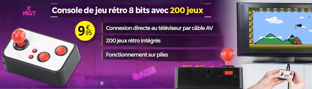 Console de jeu rétro 8 bits avec 200 jeux et prise TV - NX6175