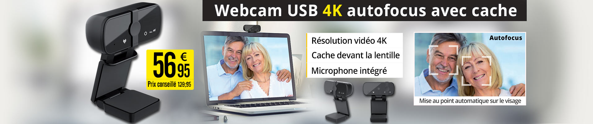 Webcam USB 4K autofocus avec cache - PX2489