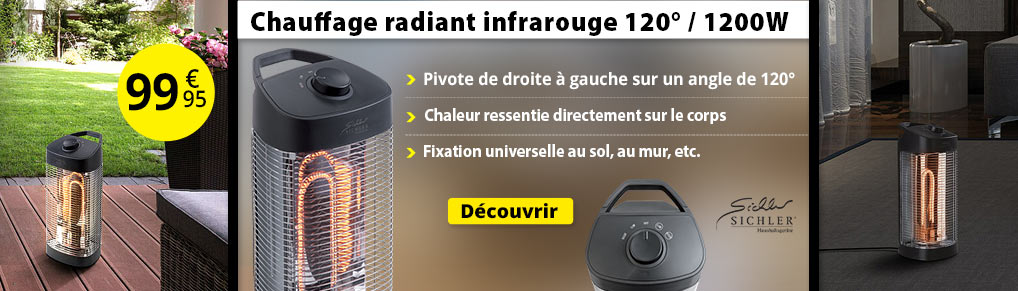 Chauffage radiant infrarouge 1200 W avec mode oscillation IRW-1300.rbl - ZX7070