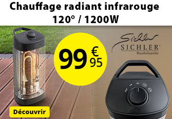 Chauffage radiant infrarouge 1200 W avec mode oscillation IRW-1300.rbl - ZX7070