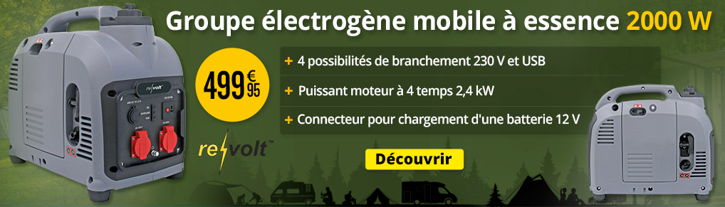 Groupe électrogène mobile à essence 2000 W avec 2 prises 230 V - ZX8101