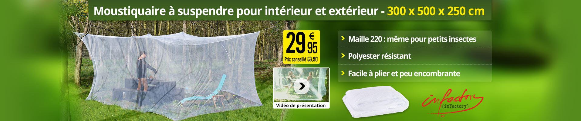 Moustiquaire à suspendre pour intérieur et extérieur - 300 x 500 x 250 cm - NC2397