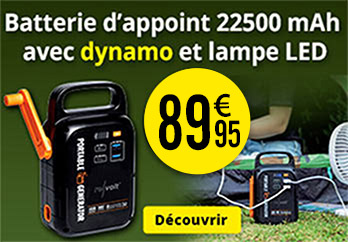 Batterie de secours 22500 mAh avec dynamo et lampe LED Revolt - ZX3267