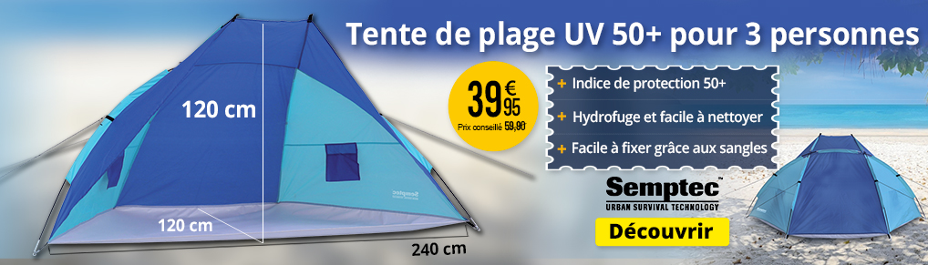 Tente de plage UV 50+ pour 3 personnes Semptec - NX6418