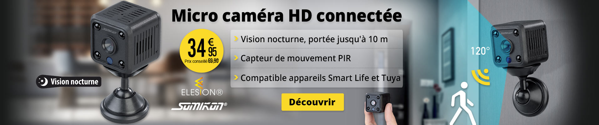 Micro caméra IP HD connectée DV-715.cube avec capteur de mouvement Somikon - ZX5282