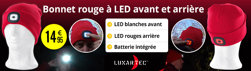 Bonnet à LED avant et arrière - Rouge Lunartec - NX3722