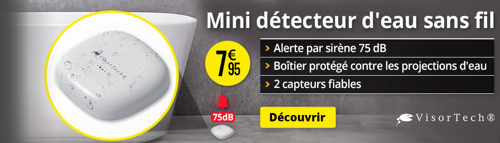 Mini détecteur d'eau sans fil 75 dB VisorTech - ZX7379
