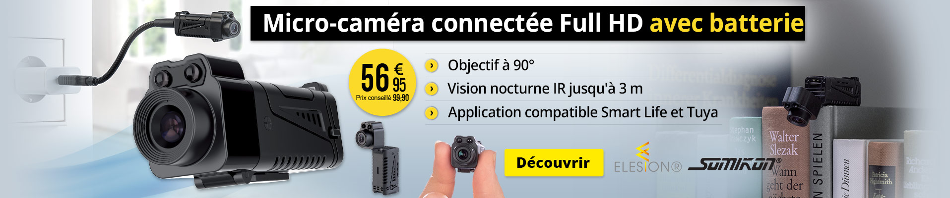 Micro-caméra connectée Full HD DV-325.mini avec batterie et vision nocturne IR Somikon - ZX5477