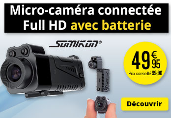 Micro-caméra connectée Full HD DV-325.mini avec batterie et vision nocturne IR Somikon - ZX5477