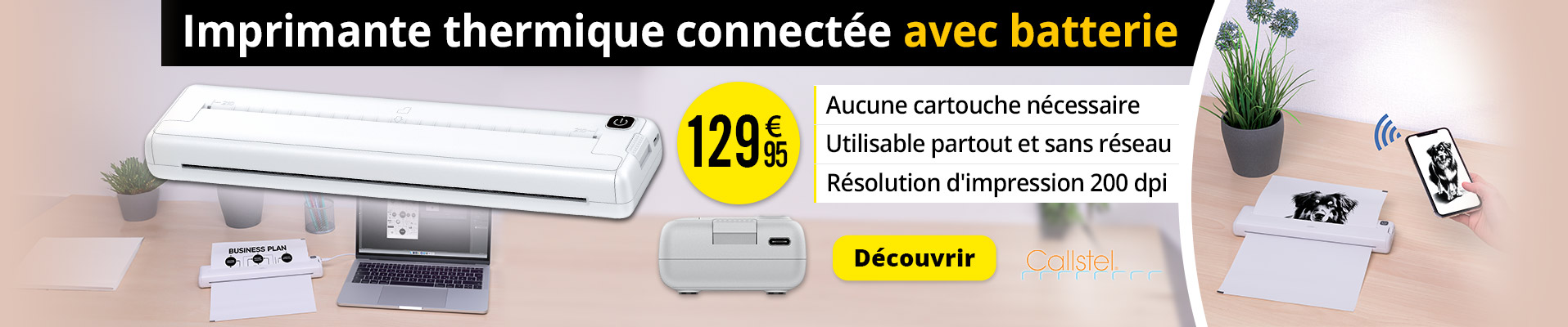 Imprimante thermique connectée A4 TD-200 avec batterie -  Callstel - ZX7529