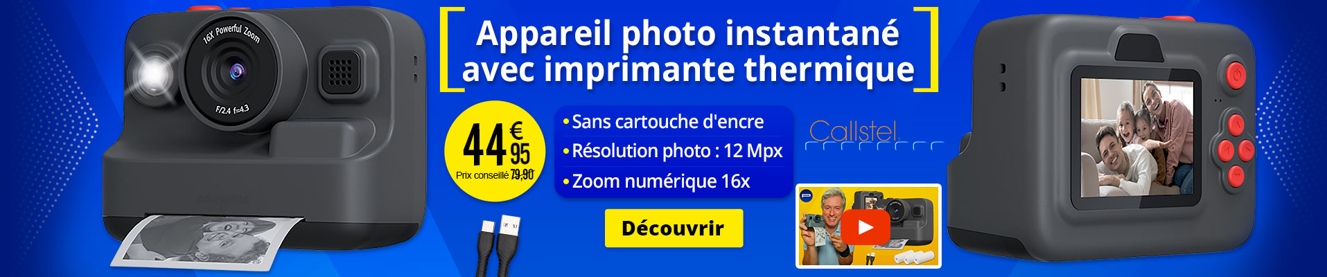 Appareil photo instantané Full HD avec imprimante thermique DV-10.druck - Callstel - ZX7569