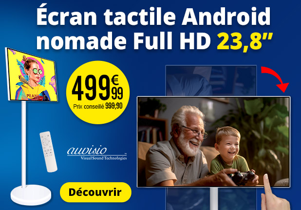 Écran nomade tactile connecté Full HD 23,8" avec support mobile et batterie Auvisio - ZX5670