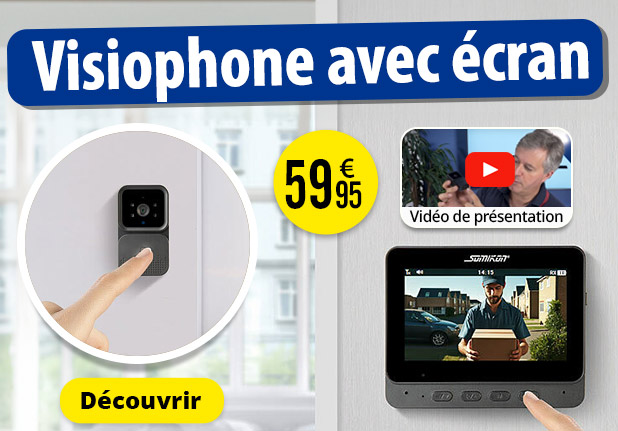 Visiophone sans fil VSA-450 avec écran IPS - coloris noir Somikon - ZX8646