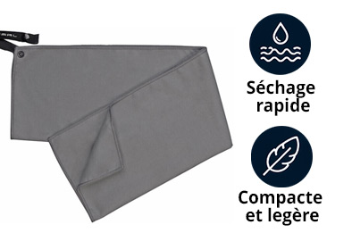 Serviette en microfibres anthracite compacte et légère avec séchage rapide