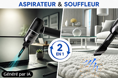 Aspirateur à main BHS-730.ak utilisé en mode aspirateur et souffleur