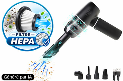 Aspirateur à main BHS-730.ak avec filtre HEPA, fonction souffleur et accessoires