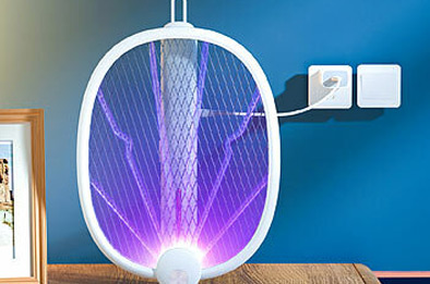Tapette électrique anti-mouches rechargeable par USB branchée sur prise murale, fonction piège à insectes avec lumière UV